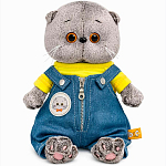 Мягкая игрушка Кот Басик baby в комбинезоне "Деним" 18 см (BB-161)