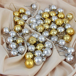 Набор шаров пластик d-3 см, 56 шт "Треугольник" золото и серебро 3259657