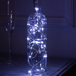 Гирлянда "Нить - Роса с пробкой" 2 м, свечение белое, LR44х3, IP20