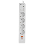 Сетевой фильтр DEFENDER DFS141 1.5м, белый