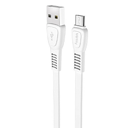 Кабель USB <--> microUSB  1.0м HOCO HX40 Noah плоский, чёрный