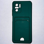 Силиконовый чехол BUTTON для Xiaomi Redmi NOTE 10 (4G) 2021/POCO M5S (2022) зелёный , с карманом для пластик карт