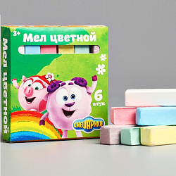 Мелки цветные «СМЕШАРИКИ. Нюша и Бараш», в наборе 6 штук, квадратные