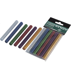 Стержни клеевые ENGY цветные, с блестками,11х100 мм, 6 шт 007587