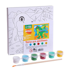 Картина по номерам «Дино в тропиках» 15х15 см