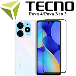 Стёкла  для Tecno Pova 4/Pova Neo 2 черная рамка