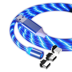 Кабель USB <--> Lightning/microUSB/Type-C  1.0м NONAME светящиеся