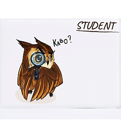 Обложка для студенческого билета, 10,7*0,3*8 см, "Сова", белый 9894248