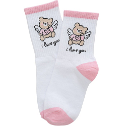 Мишка-Ангел носки детские (комплект 1 пара) (20-22, белый/розовый)