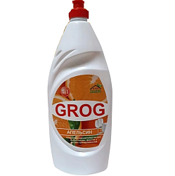 Средство для мытья посуды GROG "Апельсин" помпа 0,9л