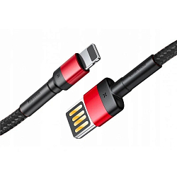 Кабель USB <--> Lightning  1.0м BASEUS Cafule Cable черный с красным (CALKLF-G91)