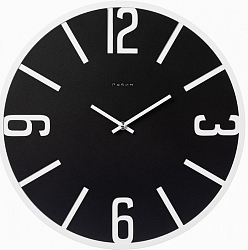 Часы настенные РУБИН "Моменты", из металла d-40 см, открытая стрелка, корпус черный+белый МДФ (4013-001)