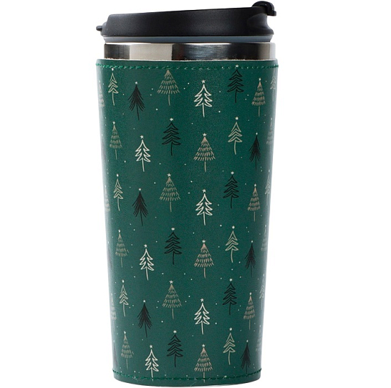 Термостакан в кожзаме SVOBODA VOLI «Ёлочки», 450 мл, зелёный 10455243