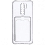 Задняя накладка ZIBELINO Silicone Card Holder Case для Xiaomi Redmi Note 9 (прозрачный) защита камеры