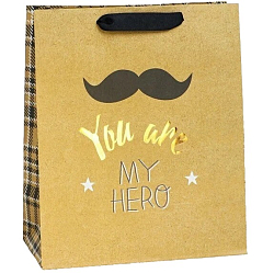 Пакет подарочный крафтовый вертикальный, упаковка, You are my hero, ML 23 х 27 х 11.5 см