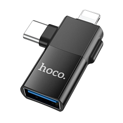 Переходник OTG HOCO UA17 черный, Type-C/Lightning
