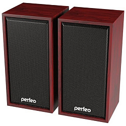 Колонки 2.0 PERFEO (PF-84-WD) CABINET махагон (2*3Вт)