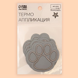 Светоотражающая термонаклейка «Лапка», 6 × 5,5 см, цвет серый