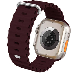 Силиконовый ремешок BUCKLE HIGH OCEAN 42/44/45/49мм, застёжка G- крючок (силикон) темно-бордовый