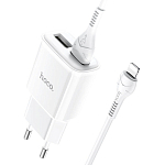 Сетевое ЗУ 2USB 2.4A HOCO C88A, Star, Lightning, белый
