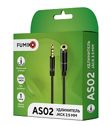 Кабель-удлинитель Jack 3.5  1.0м FUMIKO AS02 черный