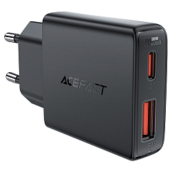 Сетевое ЗУ 1USB/1Type-C ACEFAST A69, Ultra thin, черный, 30Вт (6974316282709)