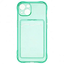Задняя накладка ZIBELINO Silicone Card Holder Case для iPhone 13 Mini (мятный) защита камеры