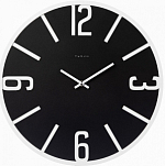 Часы настенные РУБИН "Моменты", из металла d-40 см, открытая стрелка, корпус черный+белый МДФ (4013-001)