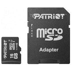 Флеш карта microSDHC 16GB Class10 Patriot  (PSF16GMCSDHC10)  LX MICRO SDHC with adaptor