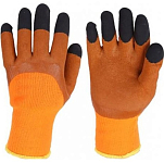 Перчатки акриловые оранжевые с латексом черные пальцы