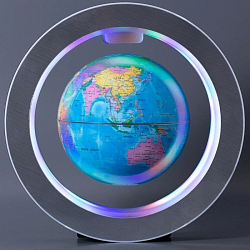 Левитирующий глобус D14 см с подсветкой в круглой рамке Политический/Созвездия