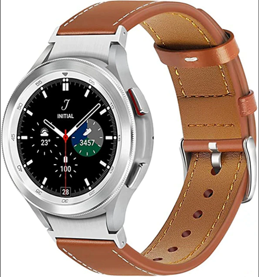 Ремешок кожаный для Samsung Galaxy Watch 4 Classic 46mm, коричневый