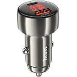 Авто ЗУ 1USB/1Type-C HOCO Z50, Leader, серый, 48Вт