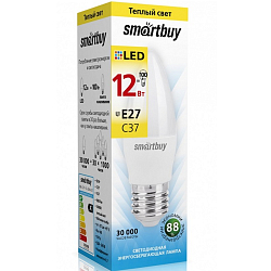 Лампа светодиодная SMARTBUY C37 12W/3000K/E27 (теплый свет)