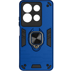 Силиконовый чехол DF для Infinix Note 30 DF inArmor-10 (dark blue) с кольцом и метллической пластиной для магнитного держателя