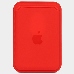 Кошелек для карт iPhone Silicone Wallet MagSafe с лого (№6 Красный)