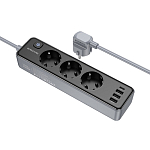 Сетевой фильтр 2.0м BOROFONE BAC8 Black, 3 розетки, 3USB+1Type-C