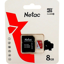 Micro SD 8Gb NETAC P500 Eco Class 10 + адаптер SD
