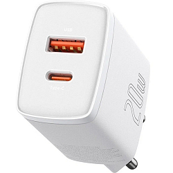 Сетевое ЗУ 1USB/1Type-C BASEUS 20W Compact Quick Charger (CCXJ-B02) белый