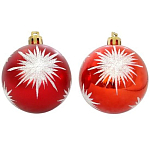 Набор шаров 6 см, 6 шт, цвет: красный с рис PBD6-6-054-R арт.101784