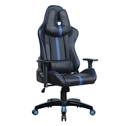 Кресло компьютерное BRABIX GT Carbon GM-120, две подушки, экокожа, черное/синее, 531930