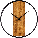 Часы настенные РУБИН "Стиль" из металла, d=35 см, открытая стрелка, черный+ дерево (3505-001)