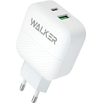 Сетевое ЗУ 1USB/1Type-C 3A WALKER WH-60, 30Вт, QC 3.0+PD, белое