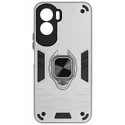 Задняя накладка DF для Honor 90 DF hwCase-140 (silver) с кольцом и пластиной для магнитного держателя