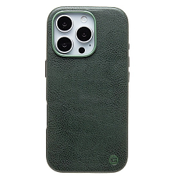Задняя накладка Cellis SM031 SafeMag для iPhone 16 Pro Натуральная кожа (dark green) (237503)