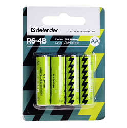 Элемент питания DEFENDER R06 BL-4 Carbon Zinc (4/12/144)