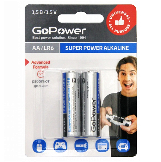 Элемент питания GoPower LR06 BL-2 (2/24/480)