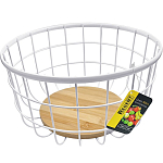 Фруктовница REGENT Linea TRINA 93-TR-01-25, 24х13 см, (крашеный стальной пруток, бамбук)