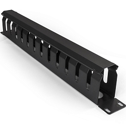 Кабельный органайзер ExeGate CM19-1U-12M-CV (горизонтальный 19" 1U, металлический, 2 окна в основании профиля, гребенка на 12 вырезов, глубина 45mm, с