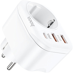 Сетевое ЗУ 2USB/1Type-C HOCO NS3 С/З 16A белый